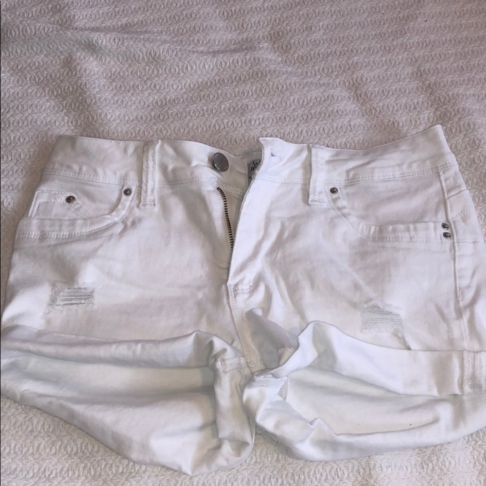 White denim ripped shorts